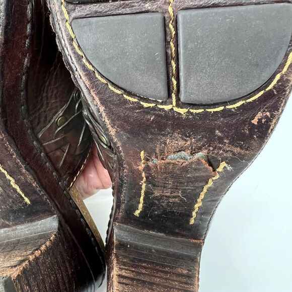 Frye Candice Woven Harness Brown Leather Mule Clogs - Picture 3 of 7